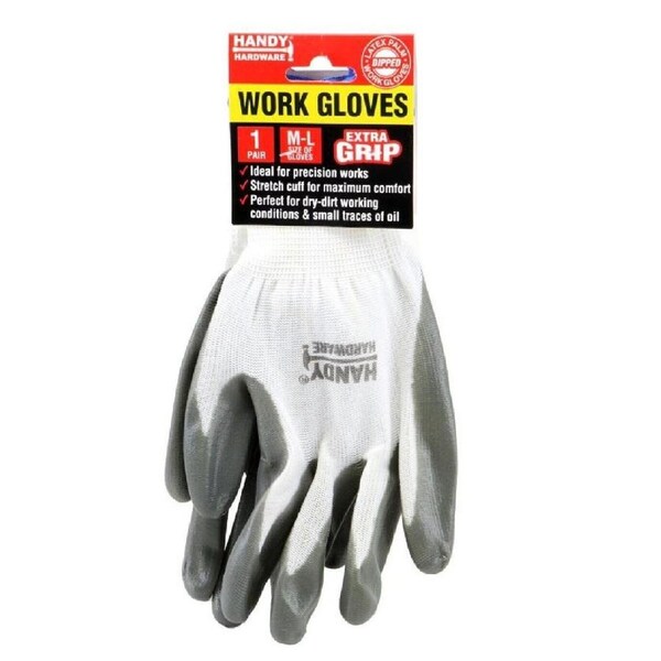 1 Pair Work Gloves Extra Grip Latex Palm Dipped Handy Hardware White M-L