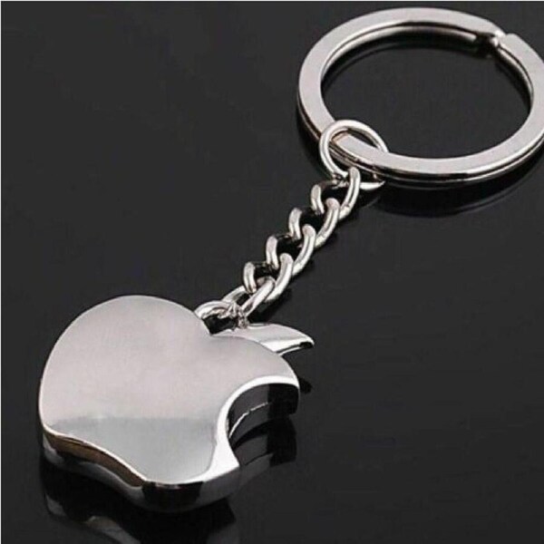 1x Apple Novelty Collectable Keyring Charm Keychain Gift New Fruit Chrome Metal