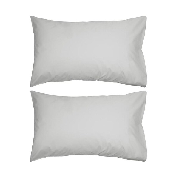 2PK Algodon 50x90cm 300TC 100% Cotton Fabric Home Bedding King Pillowcase Silver