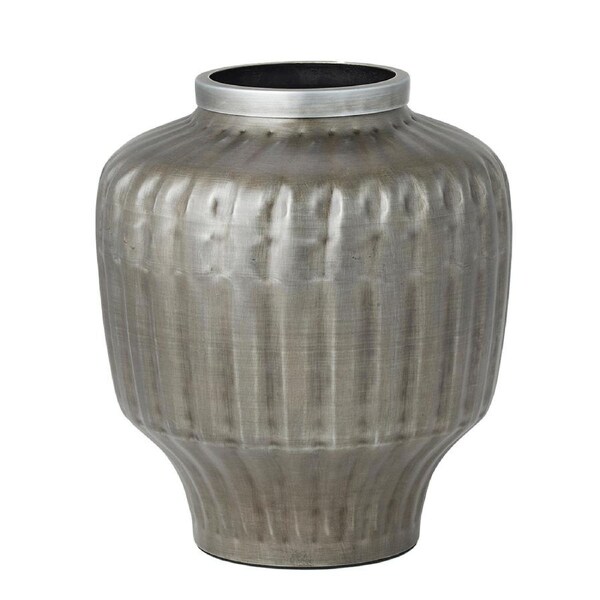 Pilbeam Living Serafina Antique Gunmetal Metal Vase Flower Display Small