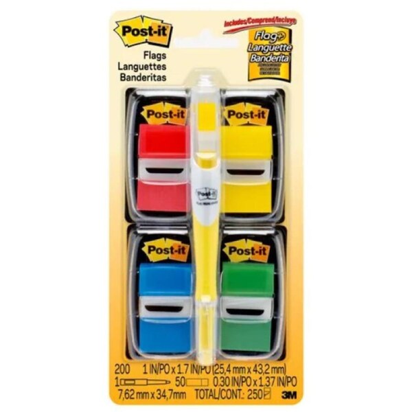 Post-It Flags Red Yellow Green Blue 25 x 4