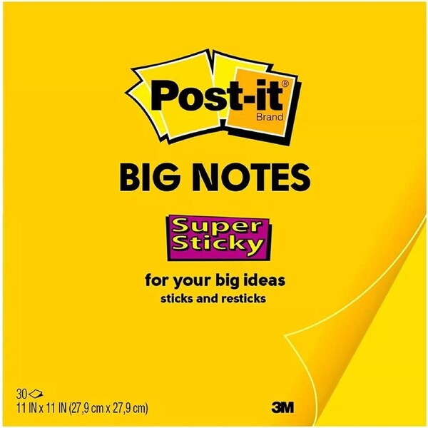 Post-It Super Sticky BIG Notes Yellow 279 x 279mm
