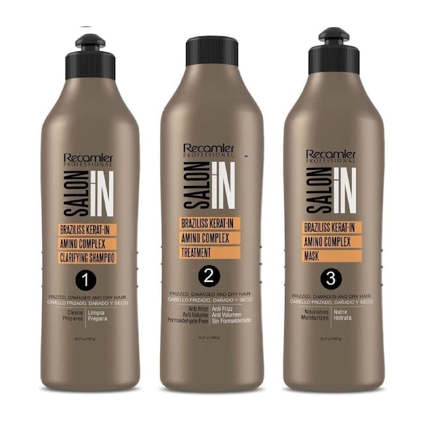 Recamier 3-Step System SalonIn Braziliss Keratin Hair Brazilian Blowout Treatment