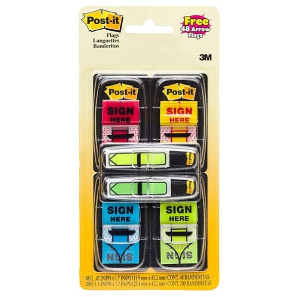 Post-It Sign Here Flags Assorted Colours with Arrow Flags Value Pack