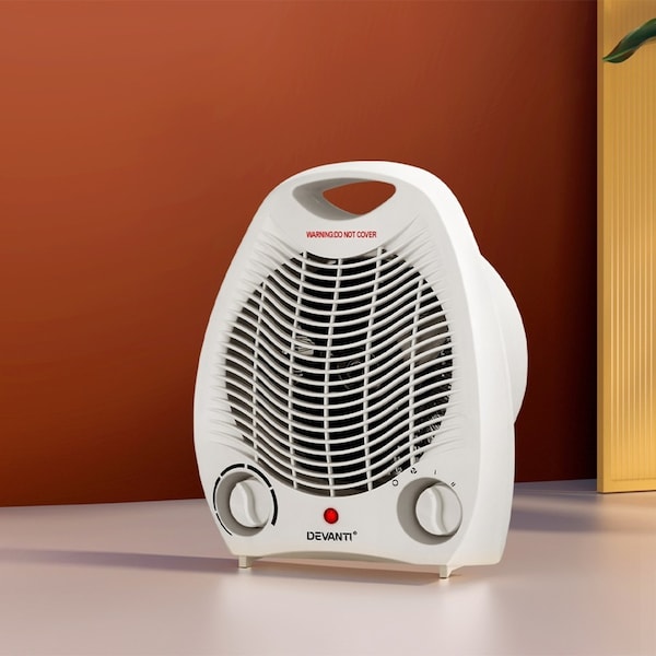 2000W Devanti Electric Fan Heater White