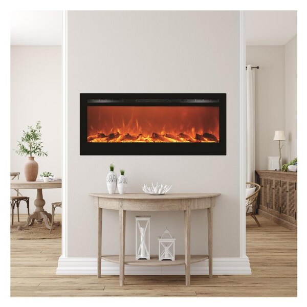 Victoria 65" Black Built-in Recessed / Wall mounted Heater Electric Fireplace