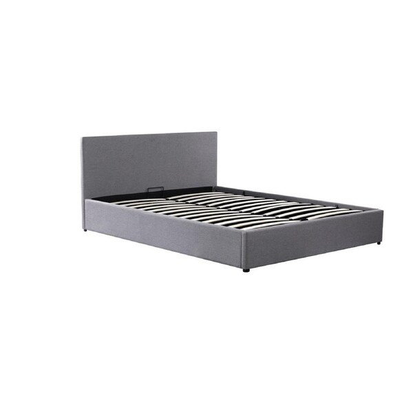 Fabric Gas Lift Storage Bed Frame Queen Grey CB120