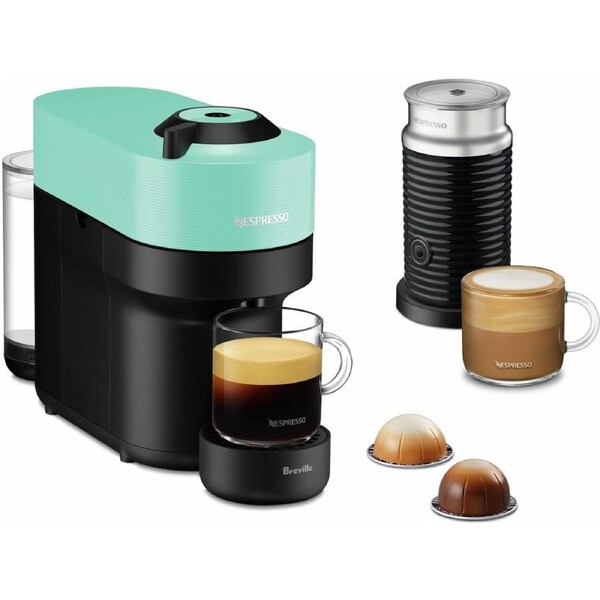 Nespresso Vertuo Pop Coffee Machine and Milk Frother Bundle, Mint - BNV150MIN**