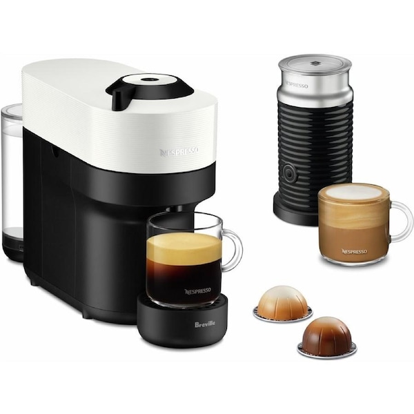 Nespresso Vertuo Pop Coffee Machine + Milk Frother Bundle, White - BNV150WHT