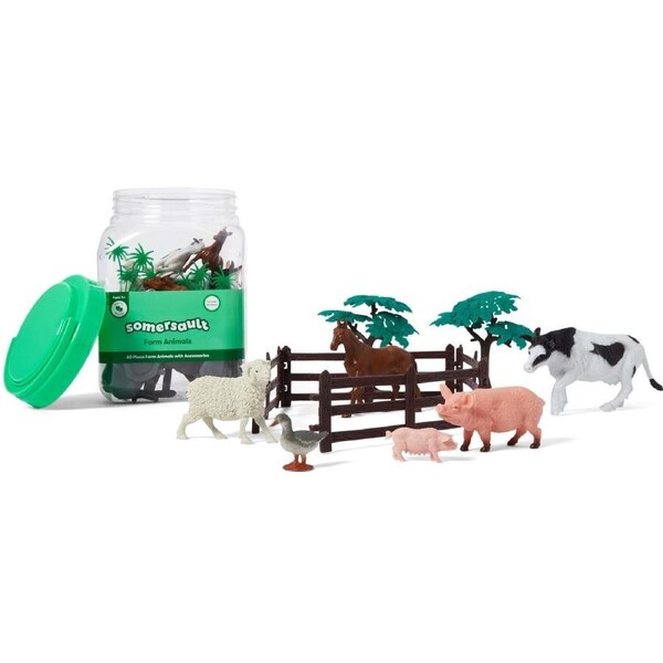 Somersault Farm Animal with Accessories Bucket - 60 Pieces