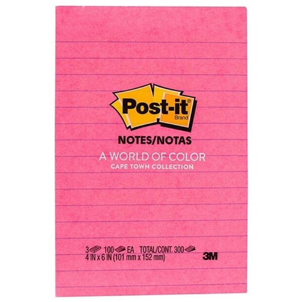 Post-It Lined Notes Cape Town 101 x 152mm 3-Pack