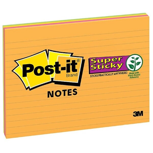 Post-It Lined Super Sticky Notes Rio De Janeiro 203 x 152mm 4-Pack