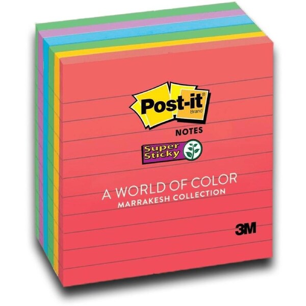 Post-It Super Sticky Lined Notes Marrakesh 101 x 101mm 6-Pack