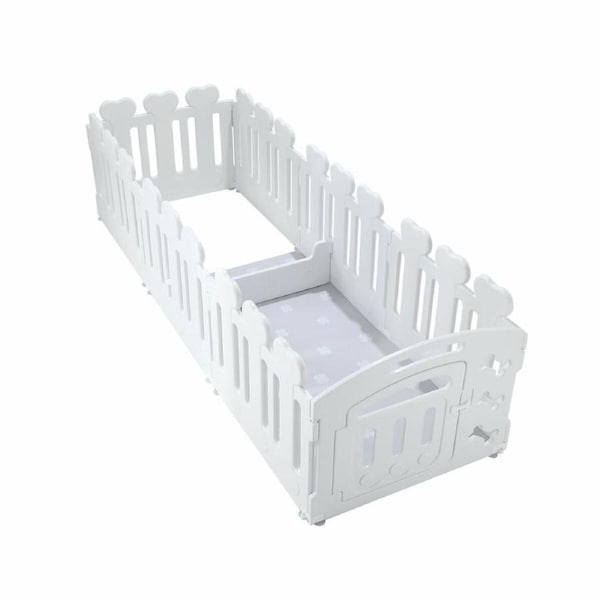Dog Pet Cat Kennel Enclosure Cage Fence Safety Gate Playpen Crate Whelping Box Barrier Kitten Puppy Furniture 8 Panels 2in1 White