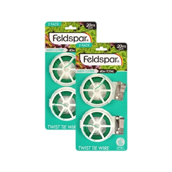 4PC Twist Tie Wire With Cutter 20M Each Secure & Train Plants Gardening
