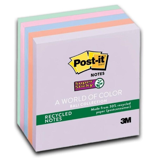 Post-It Lined Super Sticky Notes Bali Recycled 101 x 101mm 6-Pack