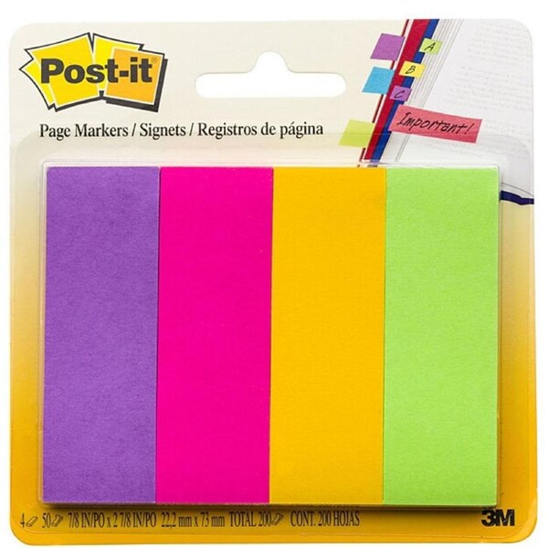 Post-It Page Markers Neon Colours 23 x 73mm 200-Pack - Box of 6
