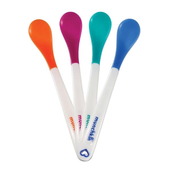 Munchkin Patented White Hot Infant Spoons With Soft Tips And Long handles- 4 Pack
