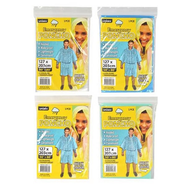 Ozoffer Transparent Disposable Emergency Poncho Clear Adult Raincoat Lightweight