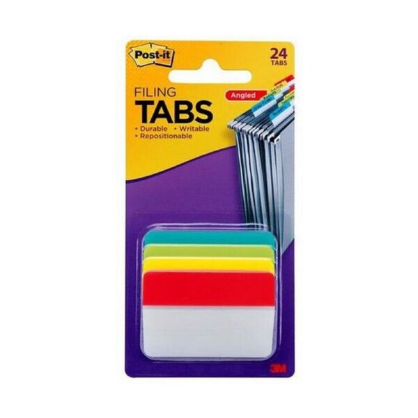 Post-It Filing Tabs Aqua Lime Yellow Red 50 x 38mm 24-Pack - Box of 6