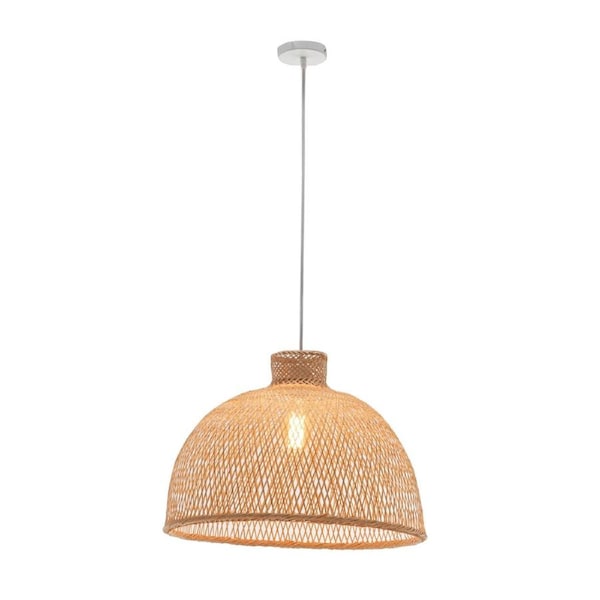 Natural Hand Woven Bamboo Dome Pendant Lamp Hanging Light Rattan Style