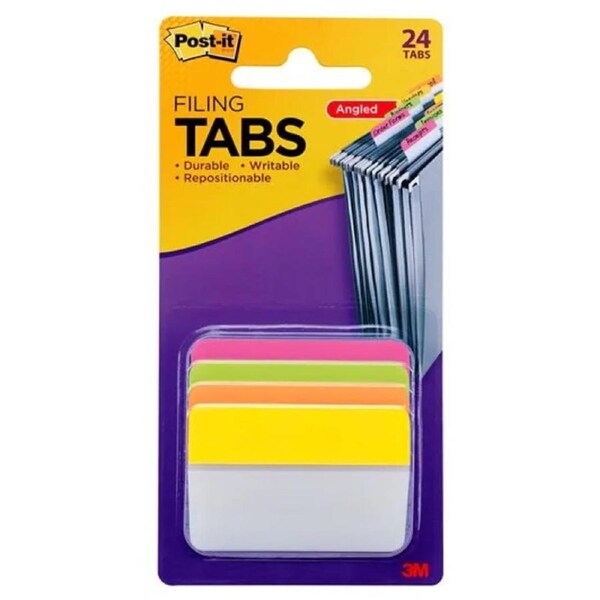 Post-It Filing Tabs Bright Colours 50 x 38mm 24-Pack - Box of 6