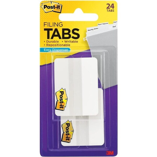 Post-It Filing Tabs White 50 x 38mm 24-Pack - Box of 6