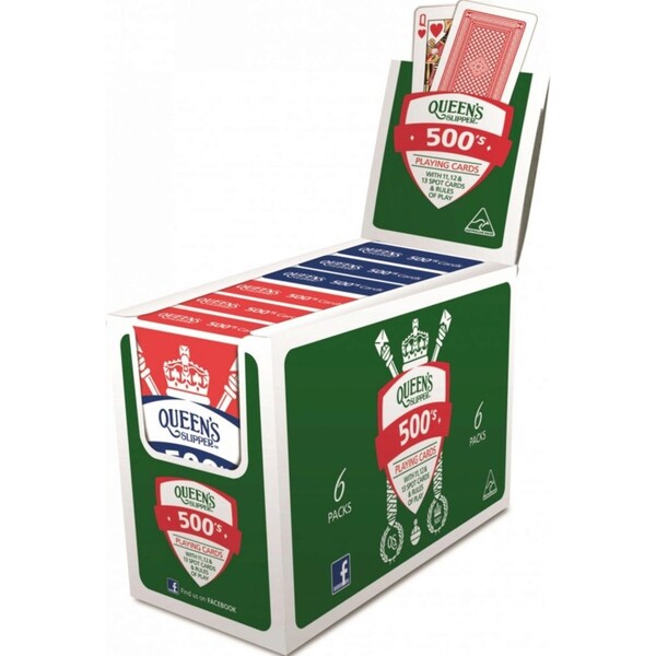 6 Decks Queen's Slipper 500's Playing Cards Blue/Red Bulk 500