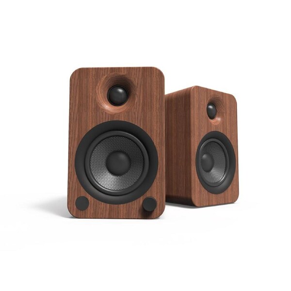 Kanto YU4 140W Powered Bookshelf Speakers with Bluetooth and Phono Preamp - Pair, Walnut
