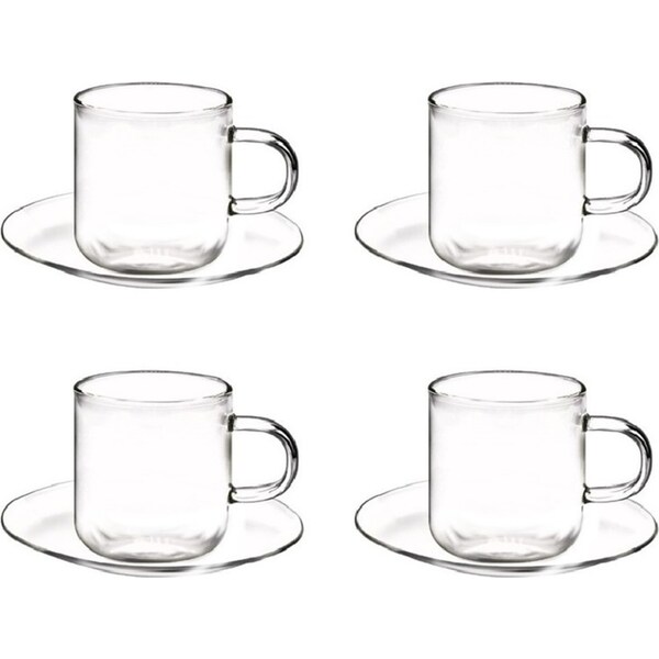 Coffee Culture Odin 90ml Borosilicate Glass Cup & Saucer Set 4