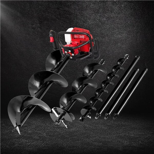 63CC Giantz Post Hole Digger Petrol Motor Drill Extension Auger Bits Kits