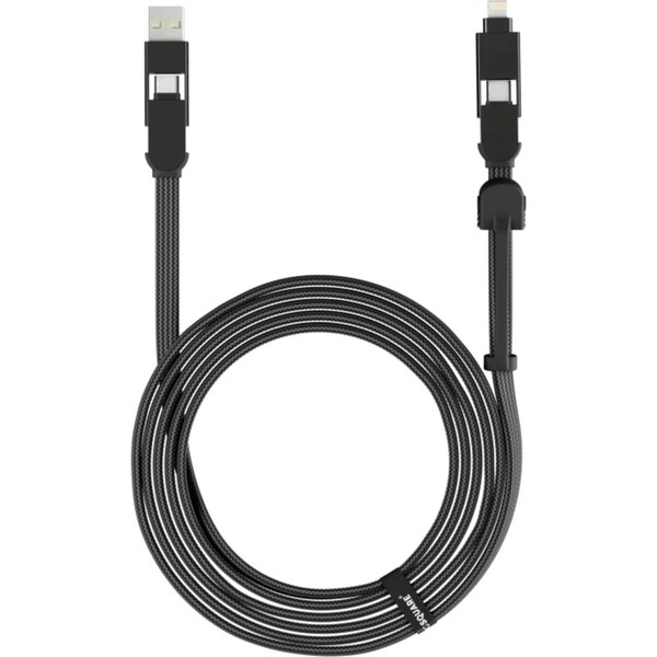RollingSquare Charging Cable inCharge XL 3m Six-in-One USB-C/A/Micro/Lightning Black