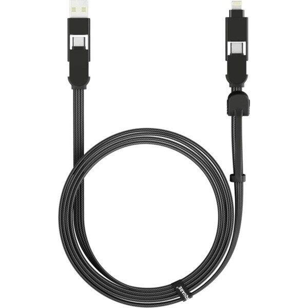 RollingSquare Charging Cable inCharge 6 1.5m Six-in-One USB-C/A/Micro/Lightning Black