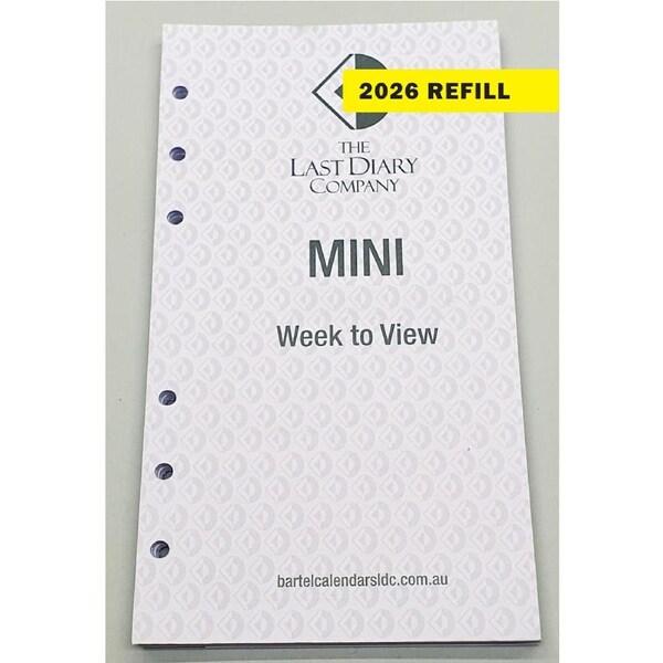2026 Refill Nicholls B6 Mini Week to View by Last Diary Company NB67