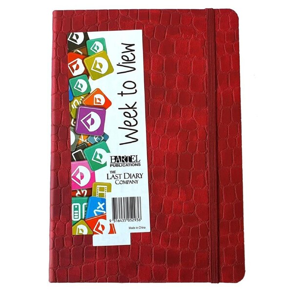 2026 Diary Croc A5 Week to View Casebound Burgundy Last Diary Company CA57BU