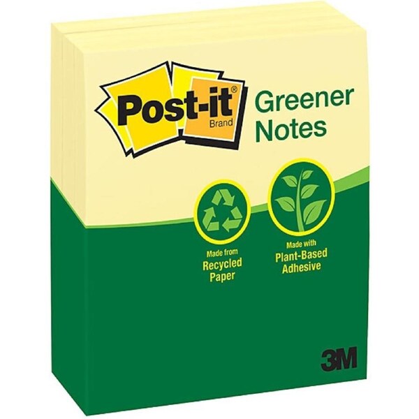 Post-It Greener Notes Canary Yellow 73 x 123mm 12-Pack