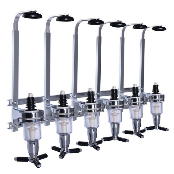 6 Bottle Bar Beverage Liquor Dispenser Alcohol Drink Shot Cabinet Professional Alcohol Dispenser Station Wall Mounted Wine Racks Cocktail Wine Holder