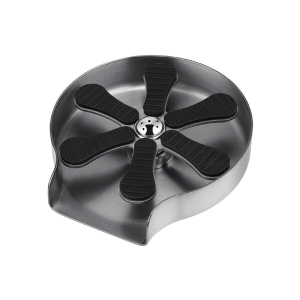 Brushed Grey Stainless Steel Automatic Glass Rinser Bottle Coffee Cup Washer for Kitchen Sink Bar