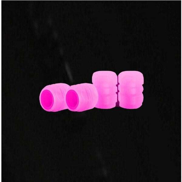 4pcs Luminous Tire Valve Cap Car Wheel Dust Covers Glow In The Dark -Pink