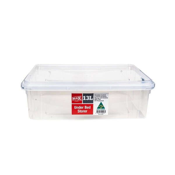 10pk 13L Underbed Storer Plastic Storage Container Box Home Organiser Clear AU