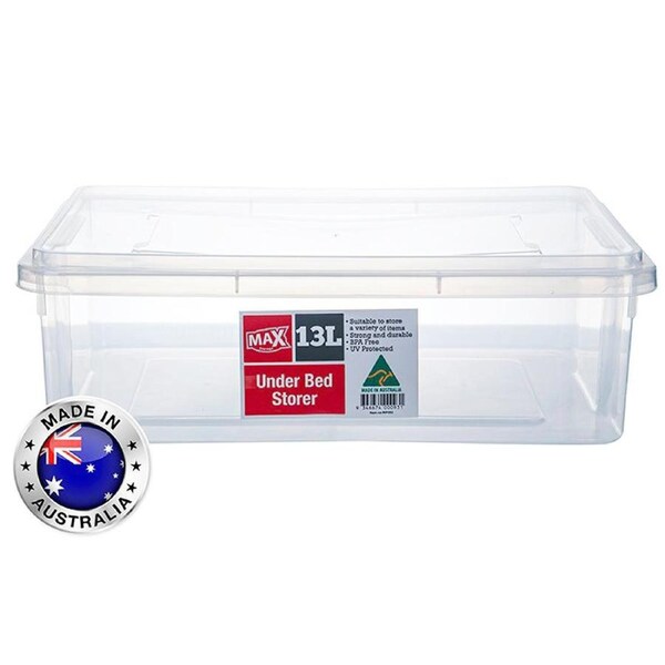 12 x 13L Clear Plastic Storage Container Under Bed Tub Boxes Australian Made