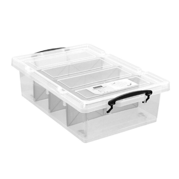 3 x Boxsweden 4 Section Storage Container 57x38x16cm Plastic Organiser Box