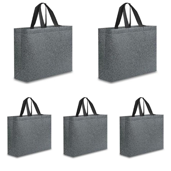 Large Reusable Grocery Bags 5 Pack Heavy Duty,Reinforced Handle with X Stitching Hold 50 lbs,Durable Non-Woven Shopping Tote Bag Washable Portable Bag