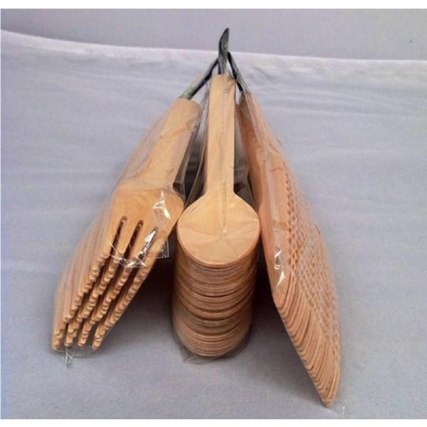 144 PACKS FORKS SPOONS KNIVES DISPOSABLE PARTY WOODEN CUTLERY CATERING