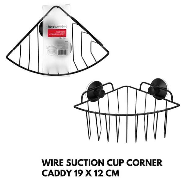 BoxSweden Bathroom Corner Wall Suction Rack Shower Caddy Shelf Organiser Holder