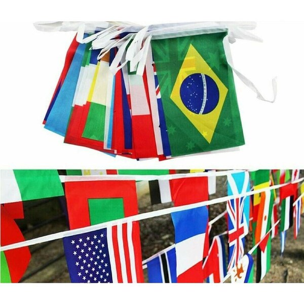 100 Countries String Bunting Flag International World Flags Bar Party Banner 25m - Multi