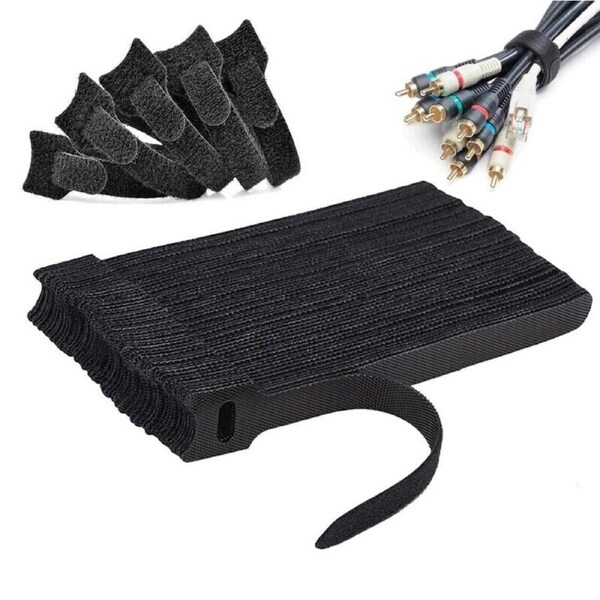100pcs 15cm Reusable Cable Tie Nylon Hook Loop Strap Cord Ties for PC TV Organiser