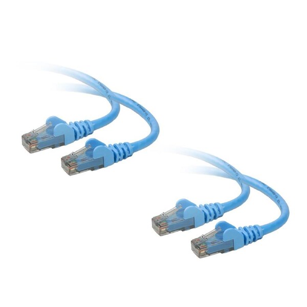 2PK Belkin CAT6 Snagless 1m Ethernet Patch LAN Cable For Laptop/Computer Blue