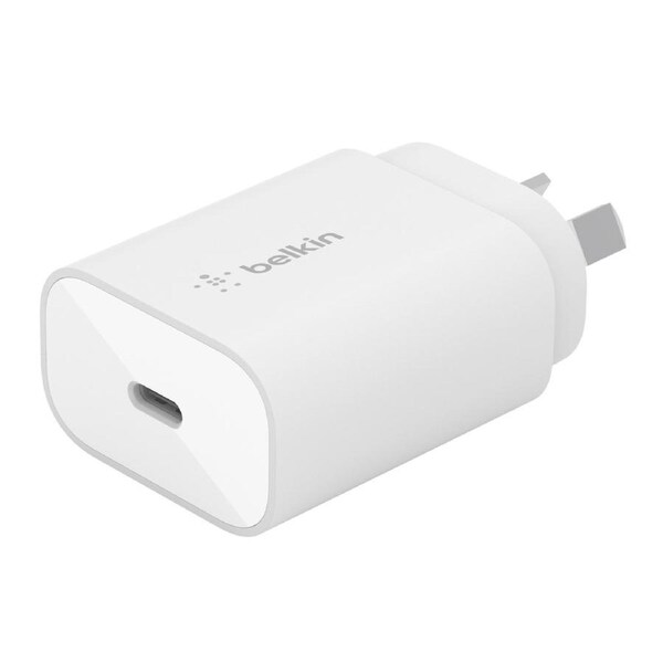 Belkin BoostCharge 25W Wall Charger Adapter w/ USB-C Cable For Samsung White