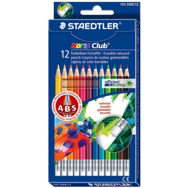 Staedtler Noris Colouring Pencils Erasable Pack of 12